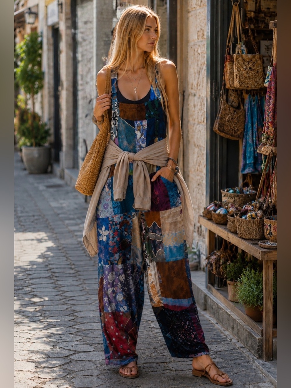 Love to Kiss Stand-Out Bohemian Relaxed Fit Patchwork Jumpsuit - Medium